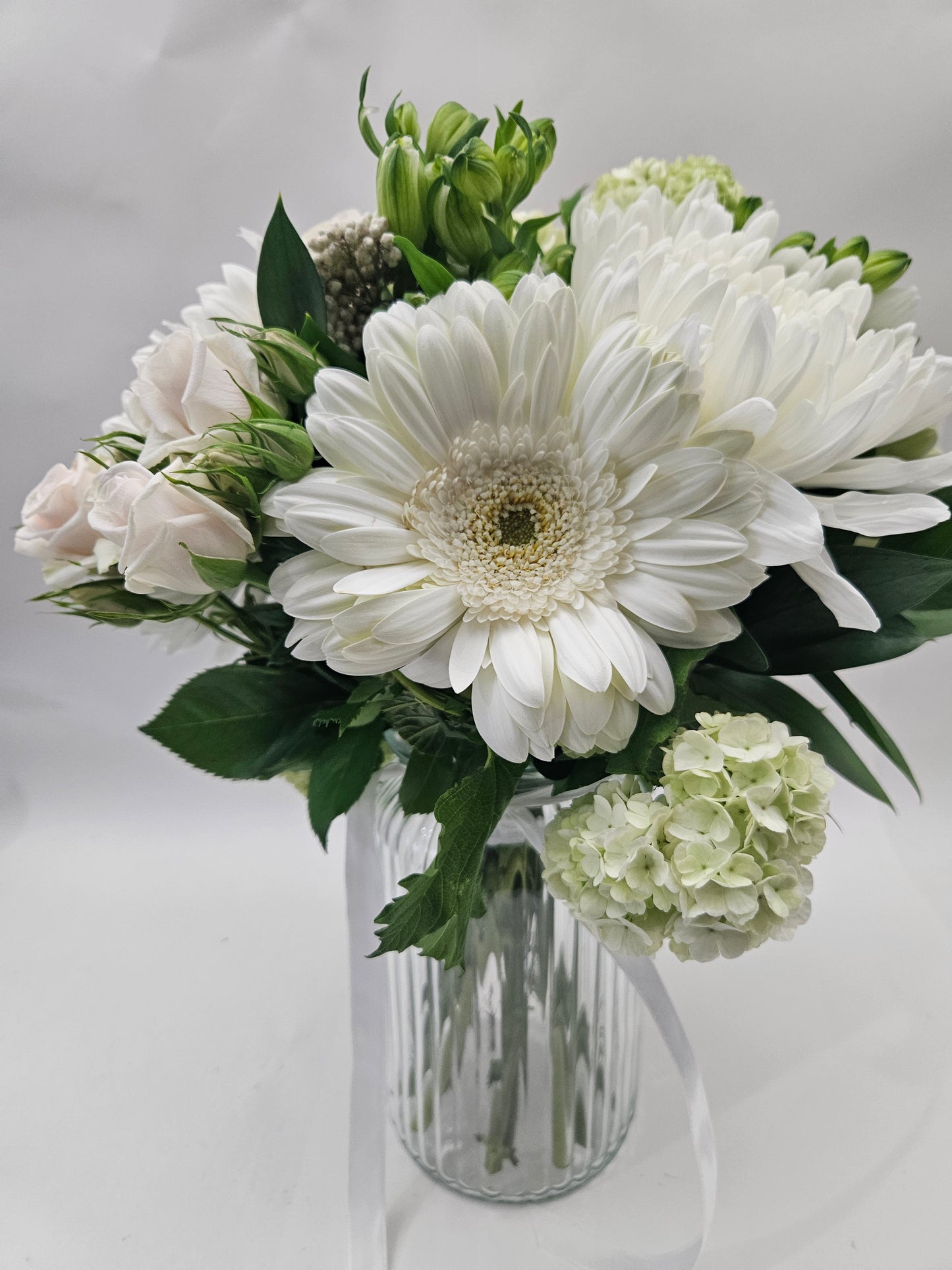 White Posy with vase