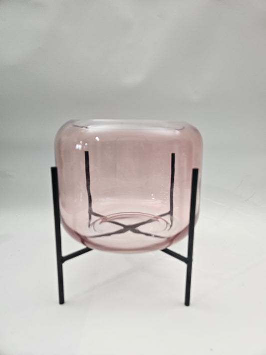 Pink Glass Vase w/ Stand