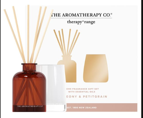 The Aromatherapy Company - Therapy Mini Candle & Diffuser Gift Set - Peony & Petitgrain